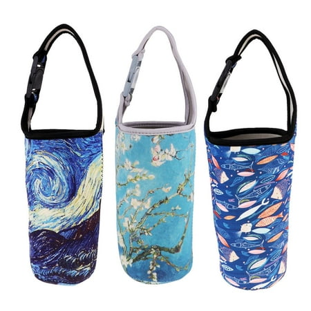 

3x 30oz Tumbler Carrier Holder Pouch Reusable Hot Drinks Sleeve for Camping Cycling Coffee Mugs Insulated Mug Flower Fish