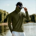 thumbnail image 5 of Men's UPF 50+ Sun Protection Hooded Shirt with Face Cover, Lightweight Long Sleeve Uv Shield Fishing Hoodie Quick Dry Fishing Sun Shirt Army Green L, 5 of 5