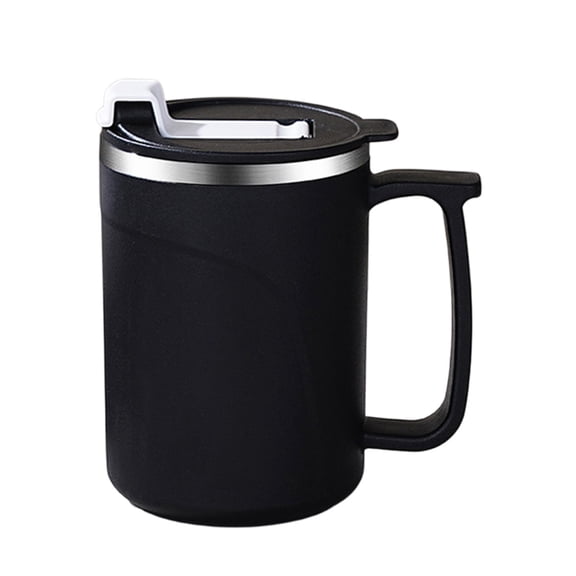 13oz Insulated Coffee Mug with Lid, Stainless Steel Thermal Tumbler with Handle, Double Wall Tea Cup for Hot Beverages, Home Office Camping Drinkware