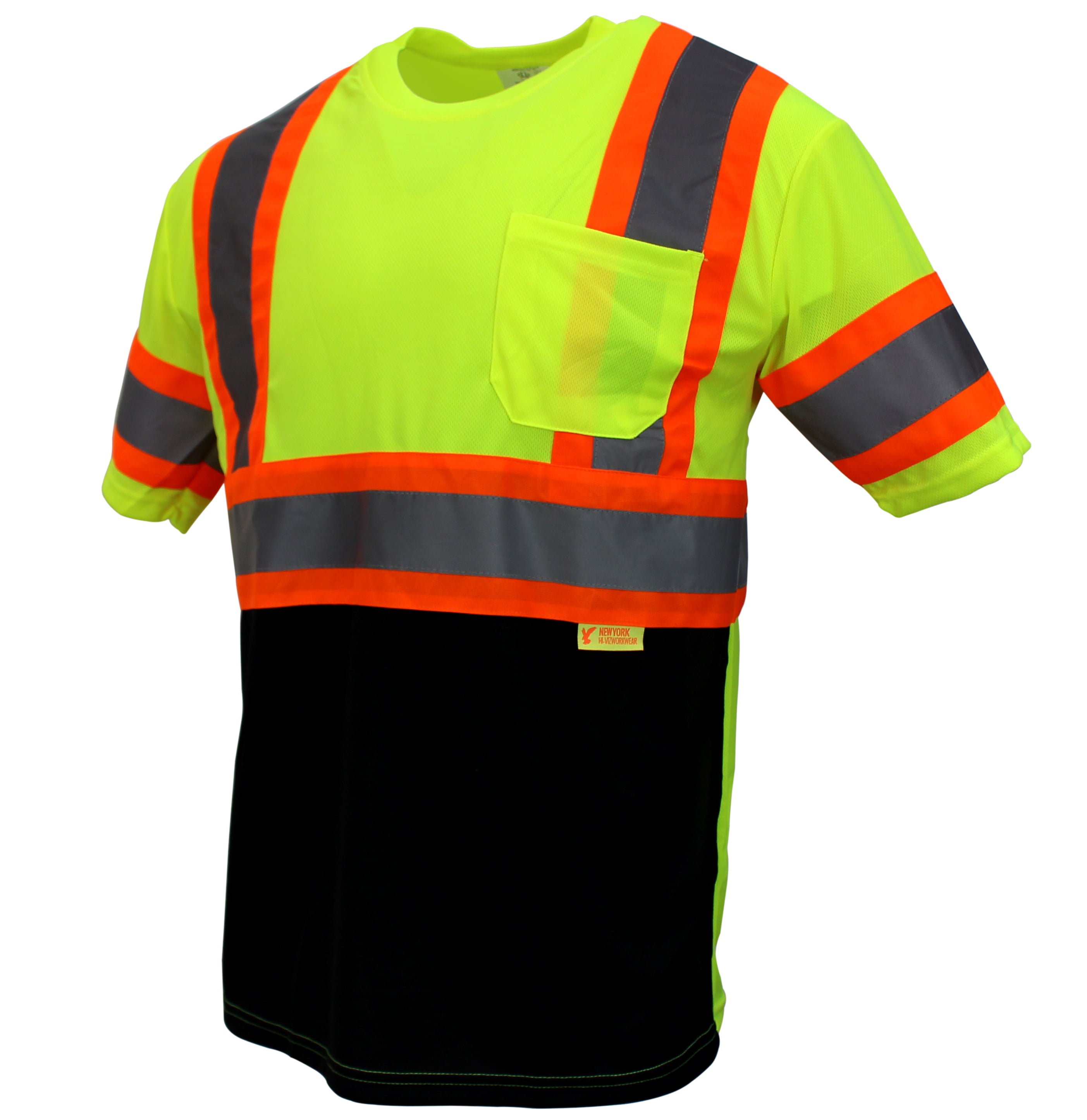 4XL , Green Set of 3 Black Bottom NY BFS High-Visibility Class 3 T Shirt with Moisture Wicking Mesh Birdseye 