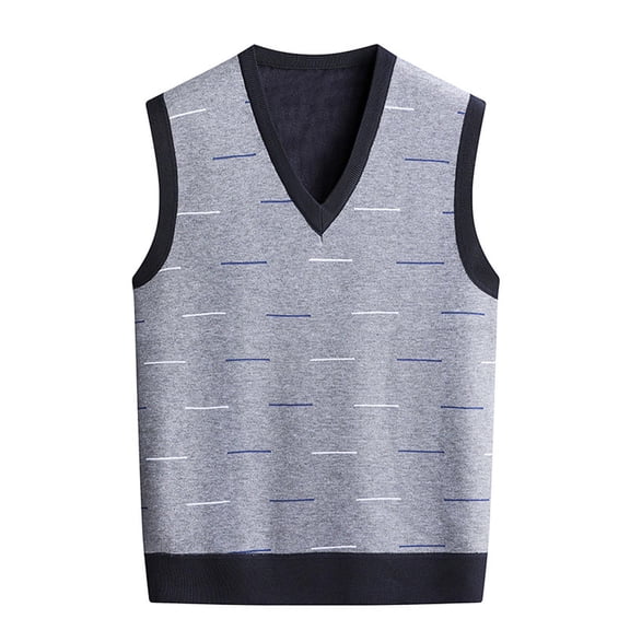 Men's Cardigan Sweaters Mens Winter V Neck Sleeveless Knit Vest Sweater Vest (Color: Blue,Size: L )