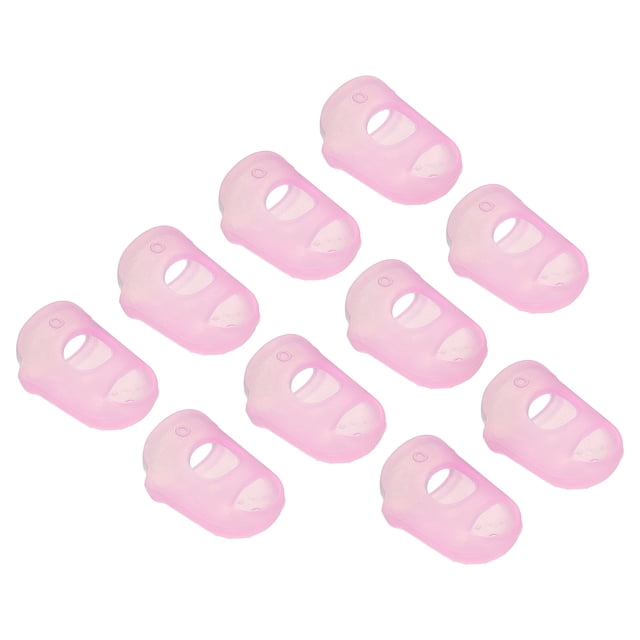 Protector de punta de dedo antideslizante Uxcell, paquete de 10 protectores de dedo de silicona, rosa