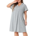 thumbnail image 2 of DARING DIVA Women's Plus Size Short Sleeves Sleep Shirt 1X Gray, 2 of 6