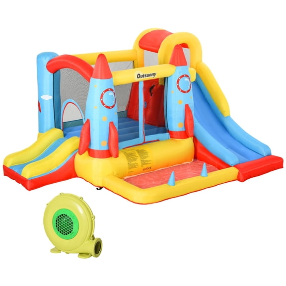 Large Inflatable Bounce House 4-in-1 Bouncy Castle with Dual Slides Climbing Wall Trampoline and Water Pool for Endless Fun