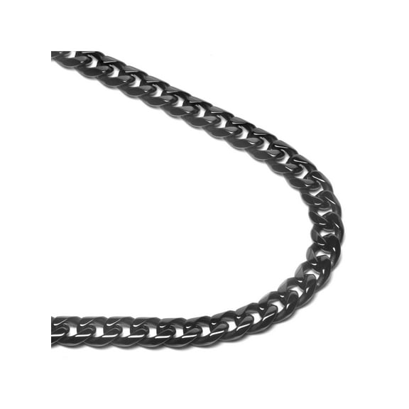 Titanium Kay Black Titanium 7MM Curb Chain Link High Polish Finish Men's Necklace 30"