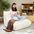 thumbnail image 3 of JWRWEFA Modern Floor Chair with Back Support, Teddy Fleece Meditation Chair, Plush Floor Sofa for Adults, Lazy Seating for Living Room or Gaming Room, Cream White, 3 of 11