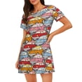 thumbnail image 1 of Disketp Cute Cars para Camisón Corto de Manga Corta para Mujeres, Camisón Cómodo con Escote Redondo, Bonito y Confortable, 1 of 6