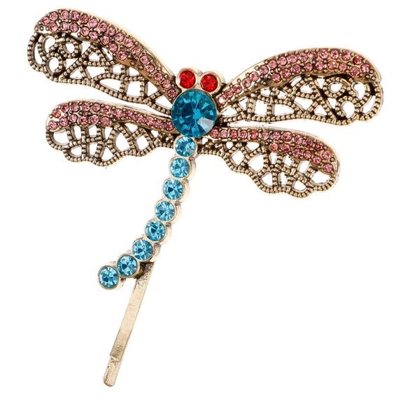 STRANDCHIC Multi Colored Dragonfly Hair Clip with Shiny Rhinestones 3.5 Inch Accessory for Women and Special Occasions