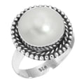 thumbnail image 1 of 925 Sterling Silver Ring For Women - Teens White Freshwater Pearl Gemstone Silver Ring Size 12 April Birthstone Simple Silver Ring Size 12 Thanksgiving Gift For Sister 925 Silver Gemstone Jewelry, 1 of 5