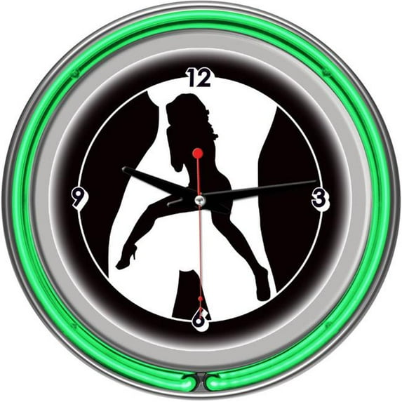 Shadow Babes - C Series - Clock with Two Neon Rings - Green