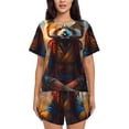 thumbnail image 1 of Fotbe Prairie Meditating Raccoon Conjunto de Pijama Estampado para Mujer, 2 Piezas, Ropa de Dormir con Camiseta de Manga Corta y Shorts Suaves-Medium, 1 of 6