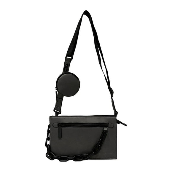 Leather Shoulder Bag Small Men's Handbag Bag for Fishing Camping Daily Use Gray