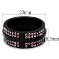 thumbnail image 2 of IP Black(Ion Plating) Stainless Steel Ring with Top Grade Crystal in Light Amethyst for Women Light Amethyst Stone Color Style TK2280 Size 8, 2 of 4