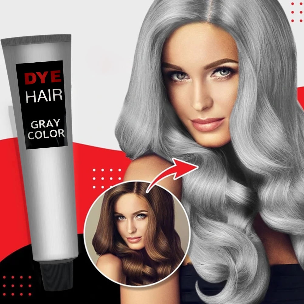 Grey Hair Dye , 100ml Natural Permanent Gray Hair Dye Cream for Hair Color  Repair Silky Smooth 