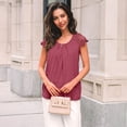 thumbnail image 2 of SUNBS Blouses for Women Lace Tops Pleated Short Sleeve Shirts Summer Business Casual Dressy Clothes, 2 of 6