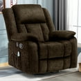 thumbnail image 1 of Korser Massage Swivel Rocker Recliner Chair with USB Ports Chenille for Living Room,Brown, 1 of 7