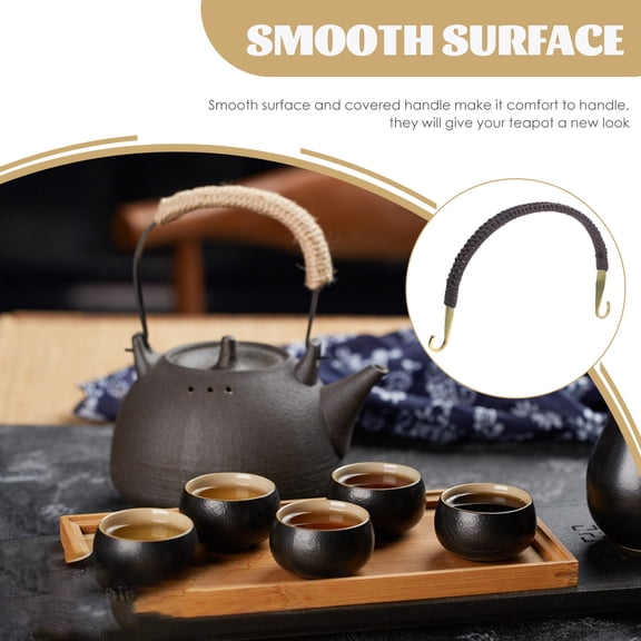 FUEENIRVA Stainless Steel U-Shaped Teapot Handle Replacement with Comfortable Rattan Grip, and Stylish, 1 Piece
