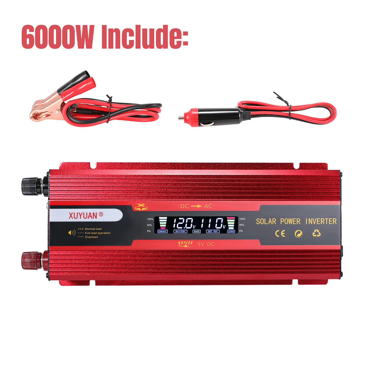 7000W Inversor de corriente para Carro Auto Convertidor solar DC 12/24V a AC110V