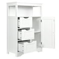 thumbnail image 2 of HomGarden Bathroom Floor Storage Cabinet Modern White Wooden Kitchen Cupboard W/Adjustable Shelf & 3 Drawers, 2 of 10