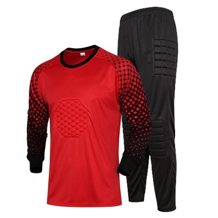 inhzoy Boys Goalkeeper Soccer Jersey and Pants Football Goalie Keeper Uniform Kit Red 13-14