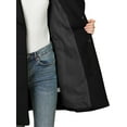 thumbnail image 6 of INSPIRE CHIC Women's Shawl Collar Single Breasted Mid-Thigh Overcoat M Black, 6 of 8