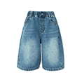 thumbnail image 2 of EnJoCho Girls' Denim Shorts Elastic Waist Loose Wide Leg Jean Shorts Kids Casual Knee Length Trousers School Unifor𝗆 Jorts for Teen For 4-16Years, 2 of 6