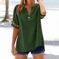thumbnail image 2 of RongHuan Women's Short Sleeve Shirts Button Down Cotton Linen Tops Spring Summer V Neck T-Shirt Casual Loose Fit Blouses, 2 of 5