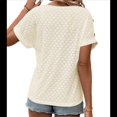 thumbnail image 3 of Camiseta con Bordado de Ojales para Mujer, Blusa Informal de Verano con Cuello en V, Blusa Holgada A , Color Albaricoque L, 3 of 8