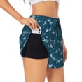 thumbnail image 1 of Balery Cute Shark Pantalones cortos deportivos para mujer con forro y dos bolsillos, elásticos, para entrenamiento, gimnasio, yoga-Large, 1 of 7