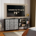 thumbnail image 6 of 71" Dresser for Bedroom, 3 in 1 Open Storage Shelves with 9 Fabric Drawers, Chest of Drawers for Closet, TV Stand for 50, 60, 75 Inch TV, for Living Room, Closet, Entryway, Black and Grey, 6 of 16
