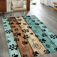 thumbnail image 4 of Light Blue Dog Paws 3x5 Area Rugs, Farmhouse Vintage Modern Blue Brown Wood Non-Skid Rubber Backing Large Rectangle Rugs - Living Room Bedroom Home Office, Indoor Floor Mat Carpets Washable Rug, 4 of 9