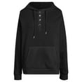 thumbnail image 4 of idosla Womens 2025 Hoodies Button Collar Drawstring Hooded Pullover Sweatshirt Casual Long Sleeve Tops Shirts (Black, S), 4 of 6