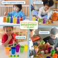 thumbnail image 3 of Skoolzy 60 ositos contadores de arcoíris, paquete de 5, ositos de peluche con 6 vasos clasificadores de colores, juegos de matemáticas, juguete de dados, pinzas Montessori y 2 bolsas de almacenamiento, 3 of 5