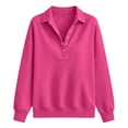 thumbnail image 4 of Maplenight Casaul Sweatshirt for Women Collared Snap-Button Long Sleeve Pullover Ribbed Cuffs Loose Fit Fall Sweatshirts, 4 of 6