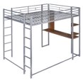 thumbnail image 5 of Tcbosik Full Size Loft Bed Frame with 2 Shelves and 1 Desk, Guardrail and Ladder for Dorm Bedroom Boys Girls, No Box Spring Needed, Silver, 5 of 9