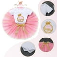 thumbnail image 5 of IBTOM CASTLE Infant Baby Girls 1/2 Birthday Outfit Princess Romper Tutu Skirt Sequin Crown Headband Clothes Set for Cake Smash Photo Prop 3-6 Months Pink + Gold, 5 of 8