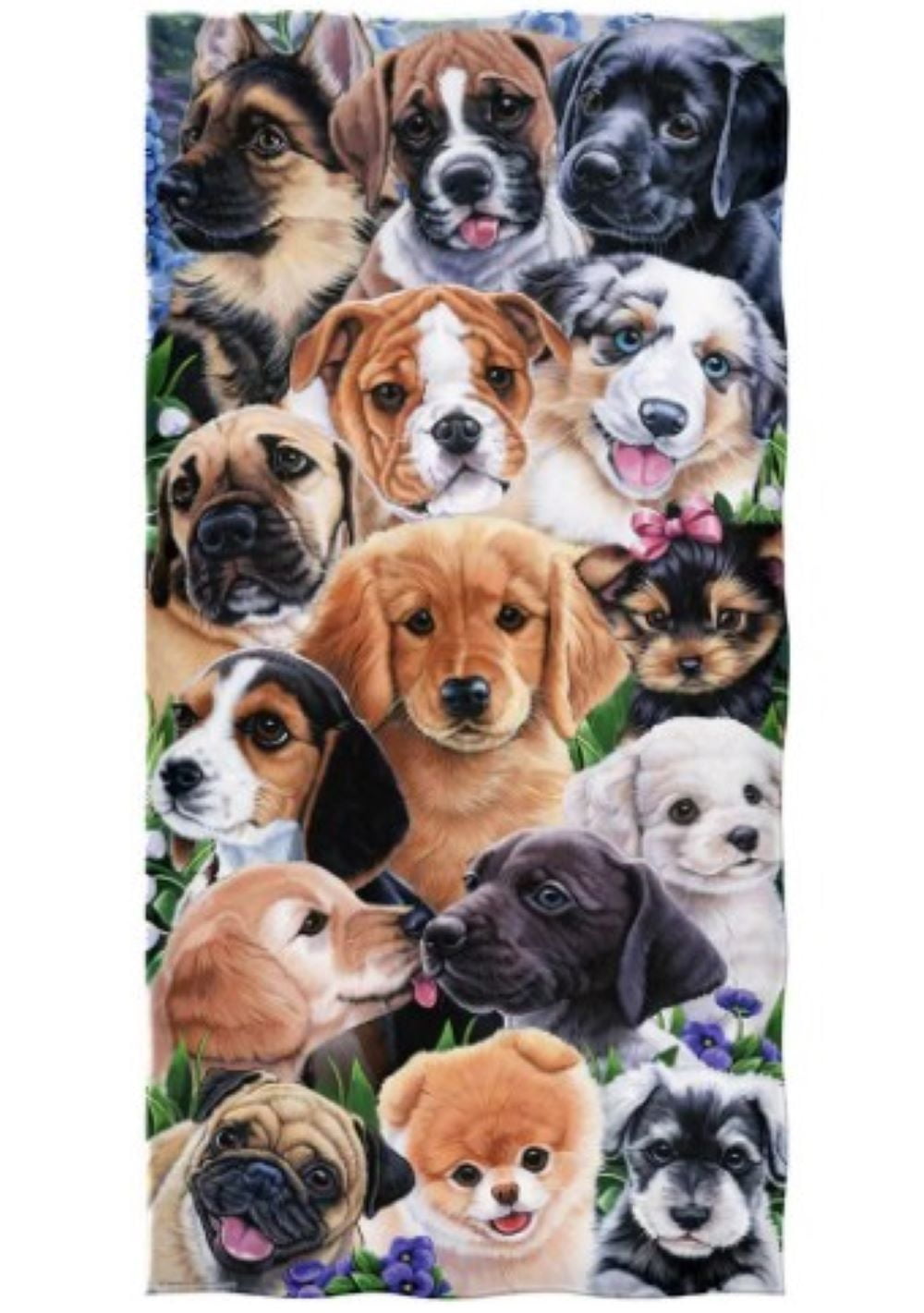 OEM Multi- Color Puppy Collage Cotton Beach Towel by Jenny Newland