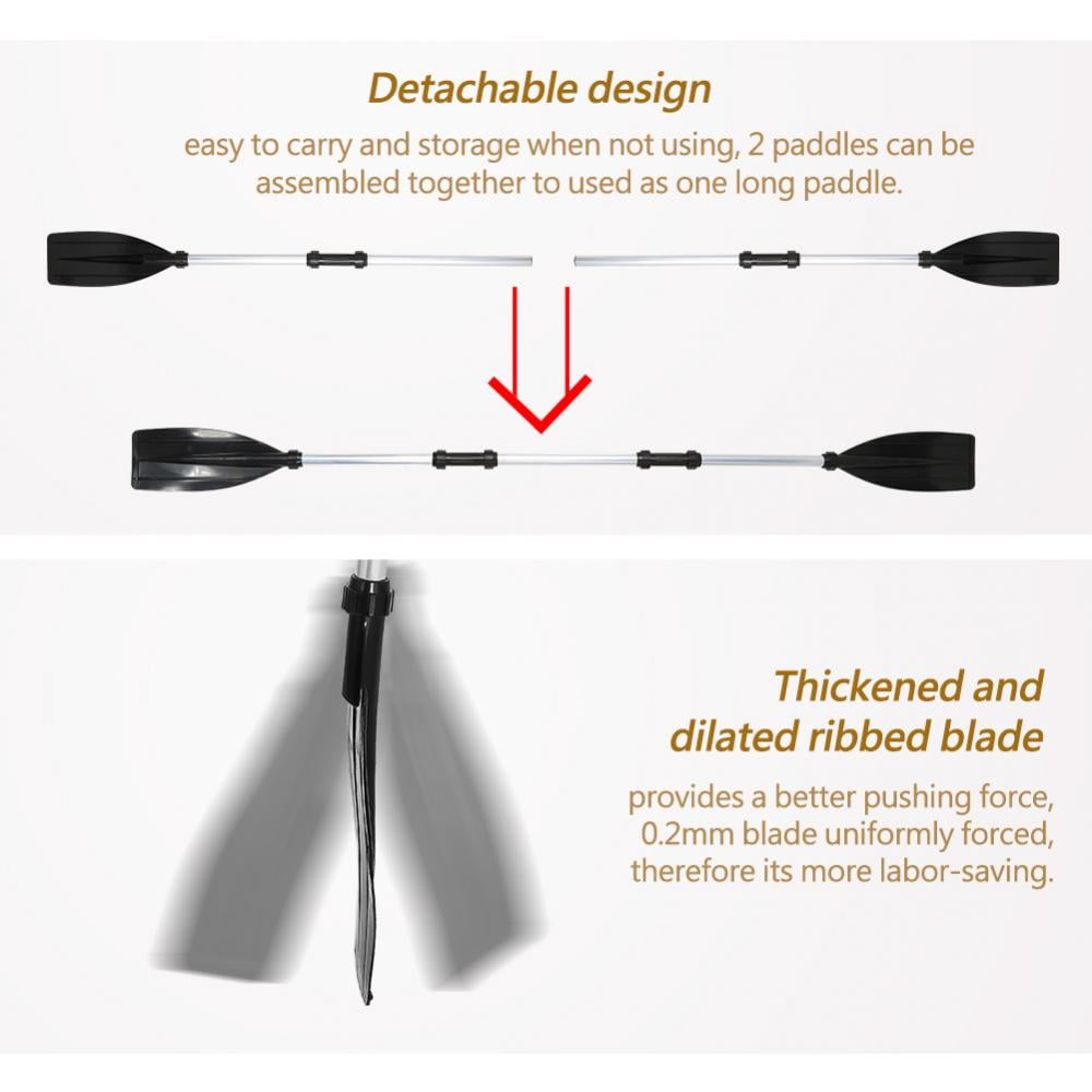 Detachable Lightweight Ribbed Blade Kayak Paddles Boat Oars Aluminium Alloy 
