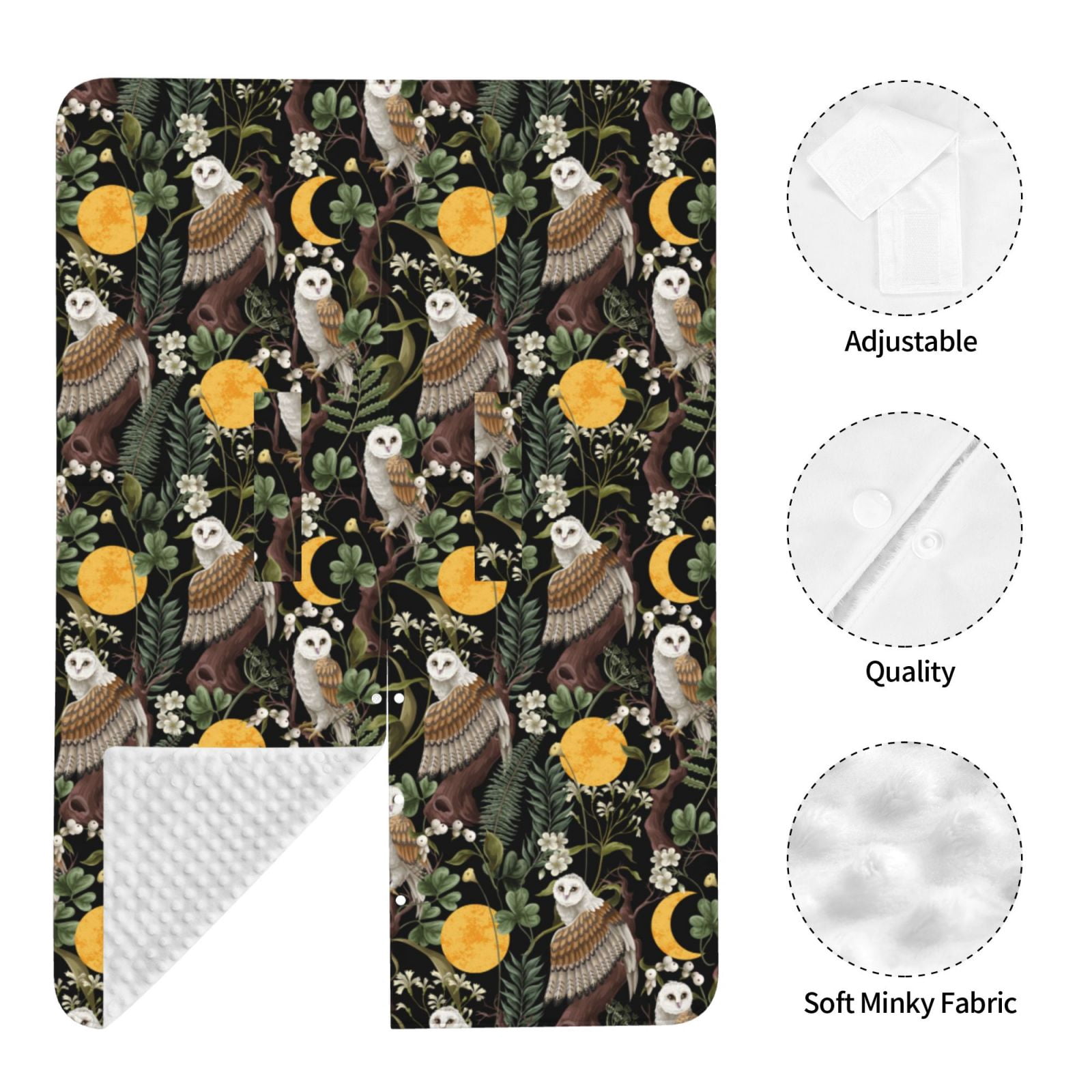 Naloa Owls And Plants Baby Car Seat Cover, Breathable Baby Carrier Cover, Multiuse Baby Carrier Cover & Nursing Breastfeeding Cover