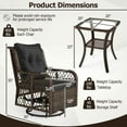 thumbnail image 5 of Demifill 3 Pieces Patio Furniture Set with 2-Tier Side Table and Cushions, PE Wicker Swivel Glider Chairs for Outdoor as Garden, Backyard, Porch, Black, 5 of 11