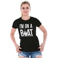 thumbnail image 3 of Funny I'm On a Boat Fishing Joke Womens Fitted Plus Size Graphic Tee Brisco Brands 2X, 3 of 5