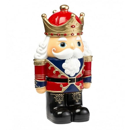 Plow & Hearth Indoor/Outdoor Lighted Nutcracker Shorty Statue - White