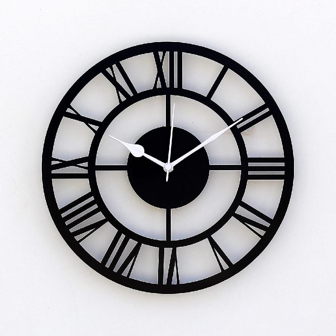 12 Inch Wooden MDF Wall Clock for Living Room Bedroom Decor Roman