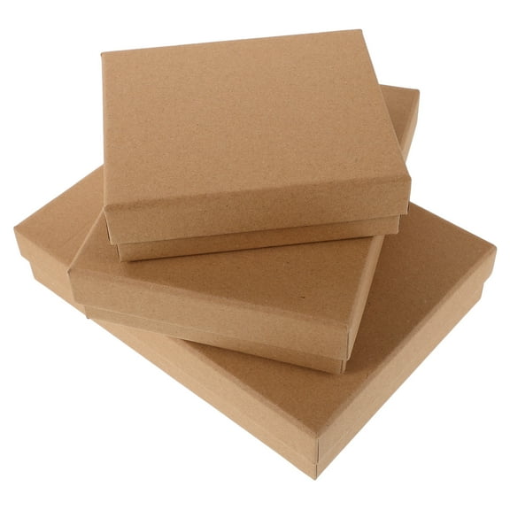 WASHWEPE Paper Jewelry Box Kraft Paper 3Pcs 8.7x6.3x1.8in