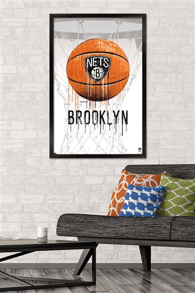 NBA Brooklyn Nets - Drip Basketball 21 Wall Poster, 22.375" x 34", Framed