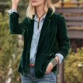 thumbnail image 6 of CILENON Chaquetas De Mujer Elegantes Women's Golden Velvet Solid Colour Fashion Casual Top Jacket (Green,XL), 6 of 7