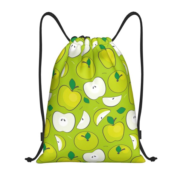 Fotbe Green Apple Bolsa Mochila con Cordón Estampada, Bolsa de Gimnasio Deportiva, Bolsa Cinch, Bolsa con Cordón para Hombres y Mujeres-Small