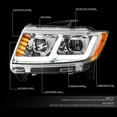 thumbnail image 4 of DNA Motoring For 11-13 Jeep Grand Cherokee LED DRL Projector Headlight Lamps Pair Chrome Amber, 4 of 7