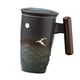 thumbnail image 5 of Taza de té con leche y tapa, original, hecha a mano, con asa de madera, divertida. G, 5 of 7