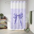 thumbnail image 6 of No Hook Shower Curtain, Purple Bow Shower Curtains for Bathroom with See Through Top Window, Cute Bowknot Simple Pure Color Waterproof & Washable Bath Curtain Small Stall 36"x78", 6 of 9